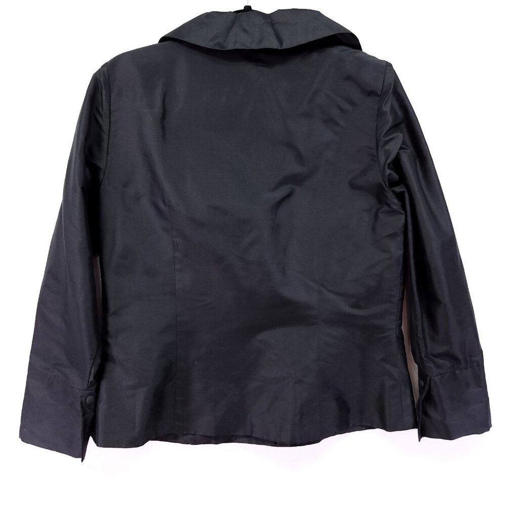 Marisa Baratelli Button-Up Thai Silk Blazer Size 10 Lightweight Unlined Black - Picture 2 of 11
